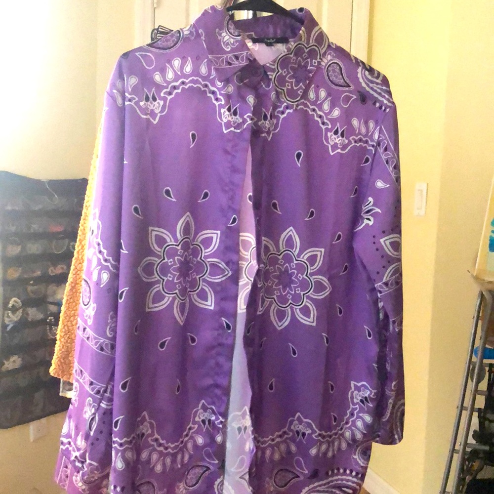 Silk Button up bandana long sleeve